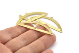 Semi Circle Charm, 6 Raw Brass Half Moon Charms With 1 Loop And 3 Holes, Blanks (51x17x0.70mm) M937