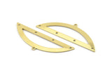 Semi Circle Charm, 6 Raw Brass Half Moon Charms With 1 Loop And 4 Holes, Blanks (51x17x0.70mm) M938