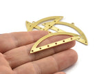 Semi Circle Charm, 6 Raw Brass Half Moon Charms With 1 Loop And 7 Holes, Blanks (51x17x0.70mm) M939