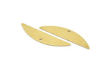 Semi Circle Charm, 6 Raw Brass Half Moon Charms With 1 Hole (37x8x0.70mm) M882