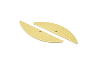 Semi Circle Charm, 6 Raw Brass Half Moon Charms With 1 Hole (37x8x0.70mm) M883