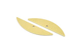 Semi Circle Charm, 6 Raw Brass Half Moon Charms With 1 Hole (37x8x0.70mm) M883