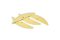 Semi Circle Charm, 6 Raw Brass Half Moon Charms With 1 Hole (37x8x0.70mm) M883