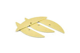 Semi Circle Charm, 6 Raw Brass Half Moon Charms With 1 Hole (37x8x0.70mm) M883