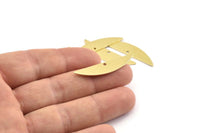 Semi Circle Charm, 6 Raw Brass Half Moon Charms With 1 Hole (37x8x0.70mm) M883