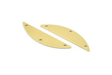 Semi Circle Charm, 6 Raw Brass Half Moon Charms With 3 Holes (37x8x0.70mm) M885