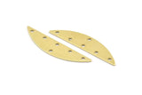 Semi Circle Charm, 6 Raw Brass Half Moon Charms With 6 Holes (37x8x0.70mm) M887