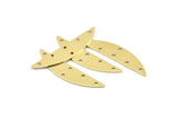 Semi Circle Charm, 6 Raw Brass Half Moon Charms With 6 Holes (37x8x0.70mm) M887