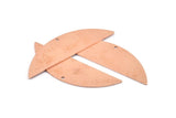 Semi Circle Blank, 6 Raw Copper Half Moon Charms With 1 Hole, Stamping Blanks (51x15x0.70mm) M919