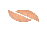 Semi Circle Blank, 6 Raw Copper Half Moon Charms With 2 Holes, Stamping Blanks (51x15x0.70mm) M920