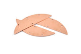 Semi Circle Blank, 6 Raw Copper Semi Circle Charms With 4 Holes, Stamping Blanks (51x15x0.70mm) M924