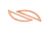 Semi Circle Blank, 6 Raw Copper Half Moon Charms With 3 Holes, Stamping Blanks (51x15x0.70mm) M899