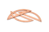 Semi Circle Blank, 6 Raw Copper Half Moon Charms With 3 Holes, Stamping Blanks (51x15x0.70mm) M899