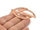 Semi Circle Blank, 6 Raw Copper Half Moon Charms With 3 Holes, Stamping Blanks (51x15x0.70mm) M899