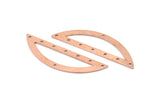 Semi Circle Blank, 6 Raw Copper Half Moon Charms With 8 Holes, Stamping Blanks (51x15x0.70mm) M903