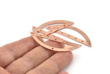 Semi Circle Blank, 6 Raw Copper Half Moon Charms With 8 Holes, Stamping Blanks (51x15x0.70mm) M903