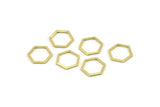 Brass Hexagon Charm, 24 Raw Brass Hexagon Rings, Connectors (12x1mm) A1636