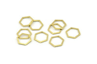 Brass Hexagon Charm, 24 Raw Brass Hexagon Rings, Connectors (12x1mm) A1636