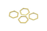 Brass Hexagon Charm, 24 Raw Brass Hexagon Rings, Connectors (14x1mm) A1637