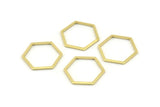 Brass Hexagon Charm, 24 Raw Brass Hexagon Rings, Connectors (16x1mm) A1638