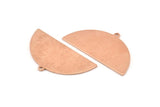 Semi Circle Charm, 6 Raw Copper Half Moon Charms With 1 Hole, Blanks (38x20x0.80mm) M681