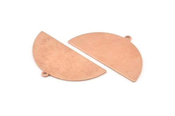 Yarım Daire Charm, 1 Delikli 6 Ham Bakır Yarım Ay Charm, Boşluklar (38x20x0,80 mm) M681