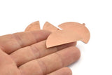 Semi Circle Charm, 6 Raw Copper Half Moon Charms With 1 Hole, Blanks (38x20x0.80mm) M681
