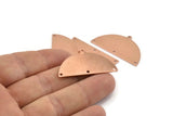Semi Circle Charm, 6 Raw Copper Half Moon Charms With 4 Holes, Blanks (38x20x0.80mm) M684