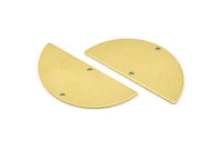 Semi Circle Charm, 8 Raw Brass Half Moon Charms With 2 Holes, Blanks, Stamping Blanks (38x17x0.80mm) M688