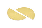 Semi Circle Charm, 8 Raw Brass Half Moon Charms With 2 Holes, Blanks, Stamping Blanks (38x17x0.80mm) M688