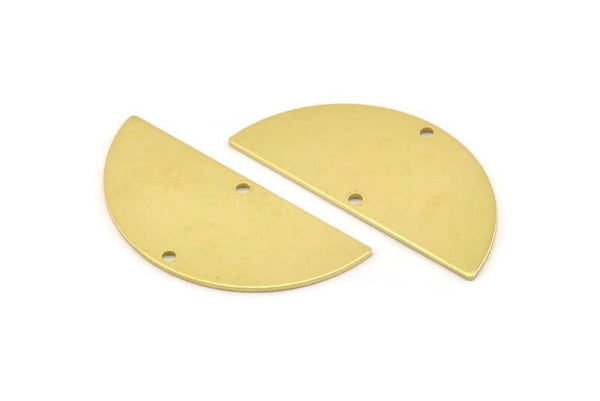 Semi Circle Charm, 8 Raw Brass Half Moon Charms With 2 Holes, Blanks, Stamping Blanks (38x17x0.80mm) M688