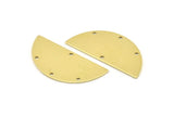 Semi Circle Charm, 8 Raw Brass Half Moon Charms With 4 Holes, Blanks, Connectors (38x17x0.80mm) M690