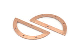 Semi Circle Charm, 12 Raw Copper Half Moon Charms With 4 Holes, Blanks (38x17x0.80mm) M703