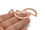 Semi Circle Charm, 12 Raw Copper Half Moon Charms With 4 Holes, Blanks (38x17x0.80mm) M703