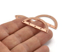 Semi Circle Charm, 12 Raw Copper Half Moon Charms With 6 Holes, Blanks (38x17x0.80mm) M704