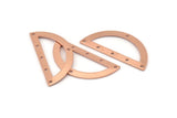 Semi Circle Charm, 12 Raw Copper Half Moon Charms With 6 Holes, Blanks (38x17x0.80mm) M704