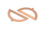 Semi Circle Charm, 12 Raw Copper Half Moon Charms With 1 Loop, Blanks (38x20x0.80mm) M692