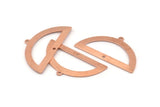 Semi Circle Charm, 12 Raw Copper Half Moon Charms With 1 Loop And 1 Hole, Blanks (38x20x0.80mm) M693