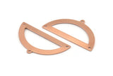 Semi Circle Charm, 12 Raw Copper Half Moon Charms With 1 Loop And 2 Holes, Blanks (38x20x0.80mm) M694