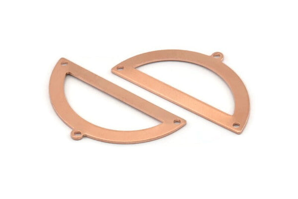Yarım Daire Charm, 1 Döngü ve 2 Delikli 12 Ham Bakır Yarım Ay Charm, Boşluklar (38x20x0,80 mm) M694