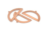 Semi Circle Charm, 12 Raw Copper Half Moon Charms With 1 Loop And 2 Holes, Blanks (38x20x0.80mm) M694