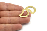 Brass Moon Charm, 12 Raw Brass Moon Charm With 1 Hole, Blanks, Findings (25x15x0.70mm) M769