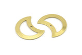 Brass Moon Charm, 12 Raw Brass Moon Charm With 1 Hole, Blanks, Findings (25x15x0.70mm) M771