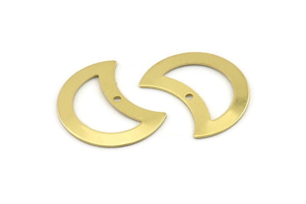Brass Moon Charm, 12 Raw Brass Moon Charm With 1 Hole, Blanks, Findings (25x15x0.70mm) M771