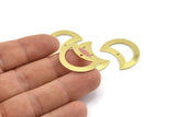 Brass Moon Charm, 12 Raw Brass Moon Charm With 1 Hole, Blanks, Findings (25x15x0.70mm) M771