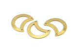 Brass Moon Charm, 12 Raw Brass Moon Charm With 2 Holes, Blanks, Findings (25x15x0.70mm) M773