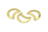 Brass Moon Charm, 12 Raw Brass Moon Charm With 3 Holes, Blanks, Findings (25x15x0.70mm) M776
