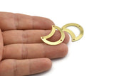 Brass Moon Charm, 12 Raw Brass Moon Charm With 3 Holes, Blanks, Findings (25x15x0.70mm) M776