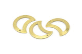 Brass Moon Charm, 12 Raw Brass Moon Charm With 1 Hole, Blanks, Findings (25x15x0.70mm) M774