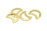 Brass Moon Charm, 12 Raw Brass Moon Charm With 1 Hole, Blanks, Findings (25x15x0.70mm) M774